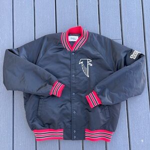 Vintage Atlanta Falcons Satin Bomber Jacket Men XL Black Chalk Line Football NFL
